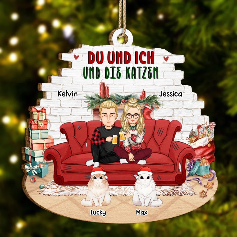 Du und Ich und die Haustiere-Personalisierter Christbaumschmuck für Paare & Tierliebhaber
