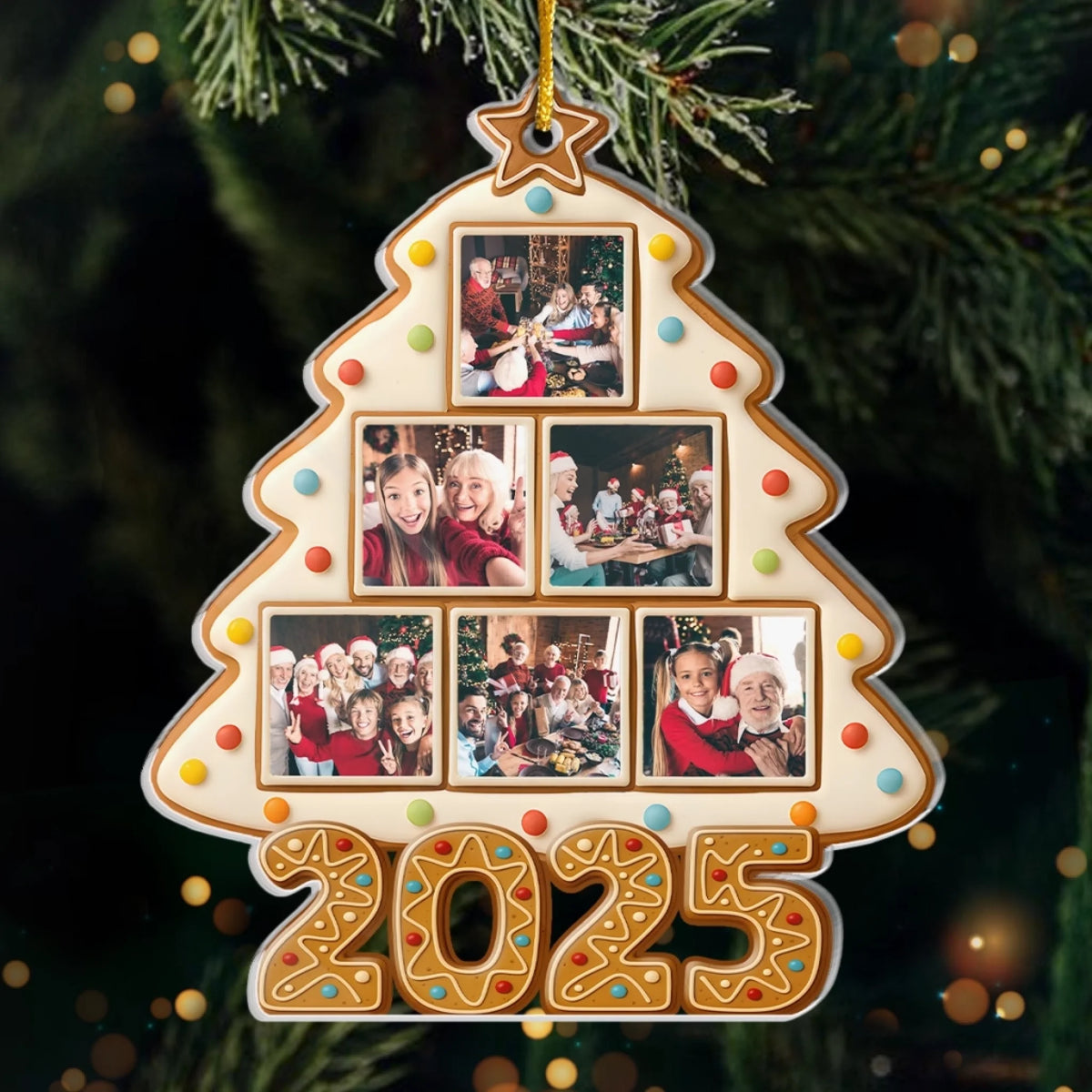 2025-Keks-Foto-Baum Personalisierter Acrylanhänger mit Fotos Geschenk für Familie