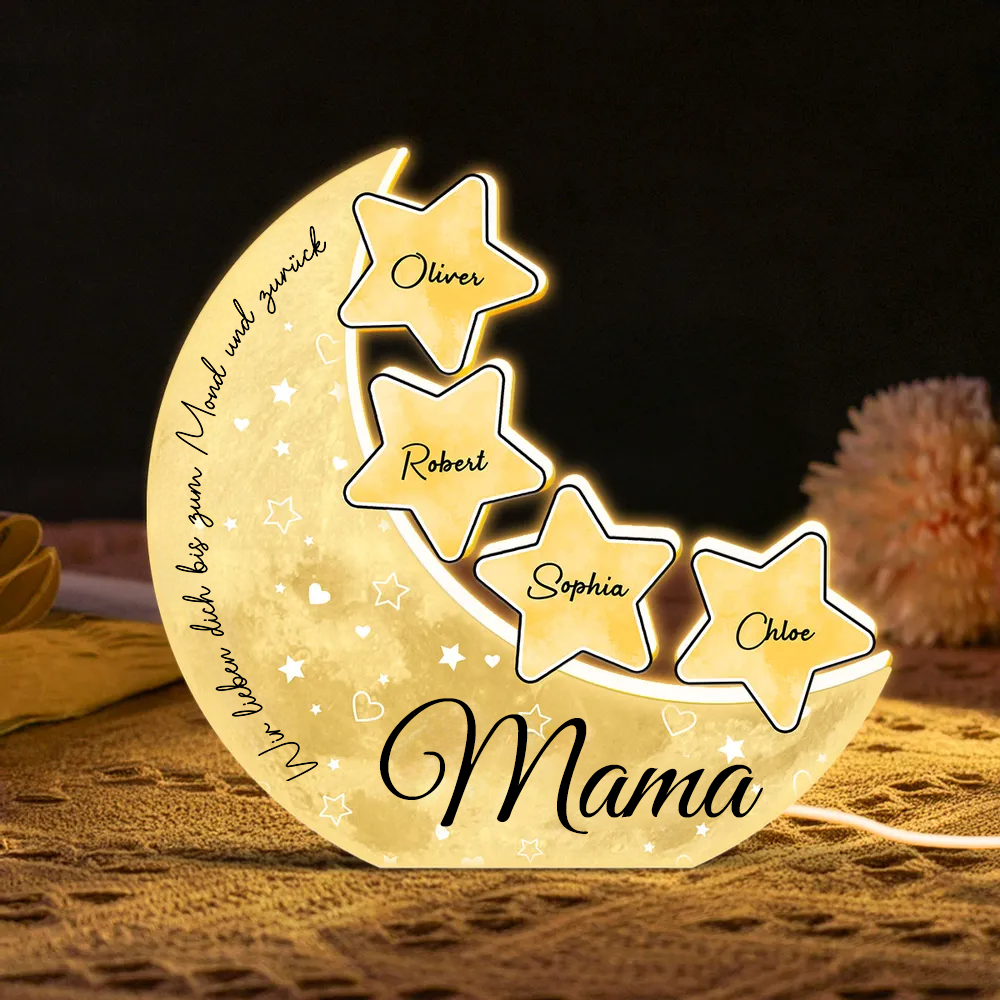 Personalisierte Mond-Lichtbox mit Namen Geschenk für Mama und Oma