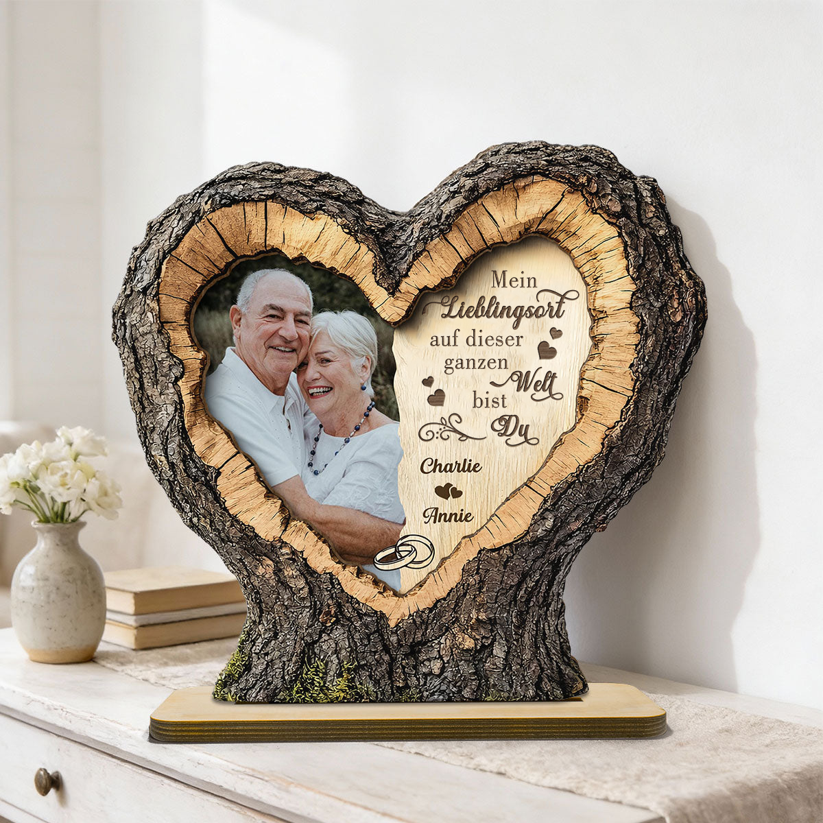 Mein Lieblingsort... Personalisierter Holzaufsteller mit Foto und Spruch, Geschenk für Paar