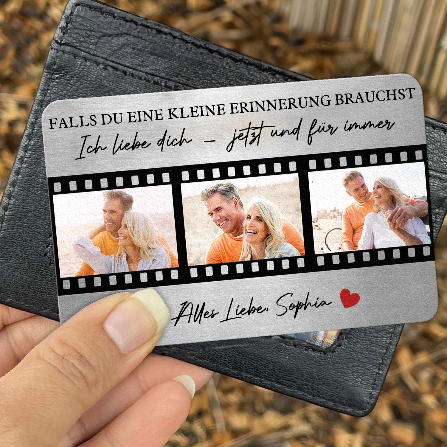 Wallet Card mit Fotos und Gravur Personalisierte -Brieftasche-Karte für Paar und Familie