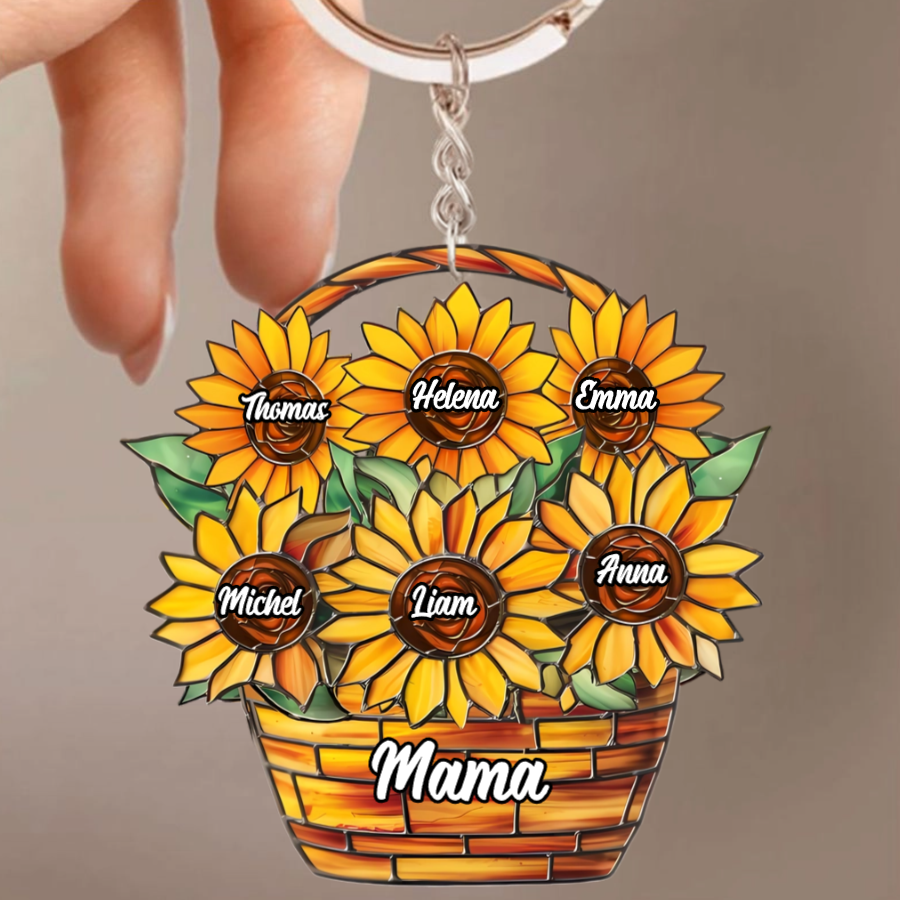 Sonnenblumen-Personalisierter Schlüsselanhänger für Mama und Oma