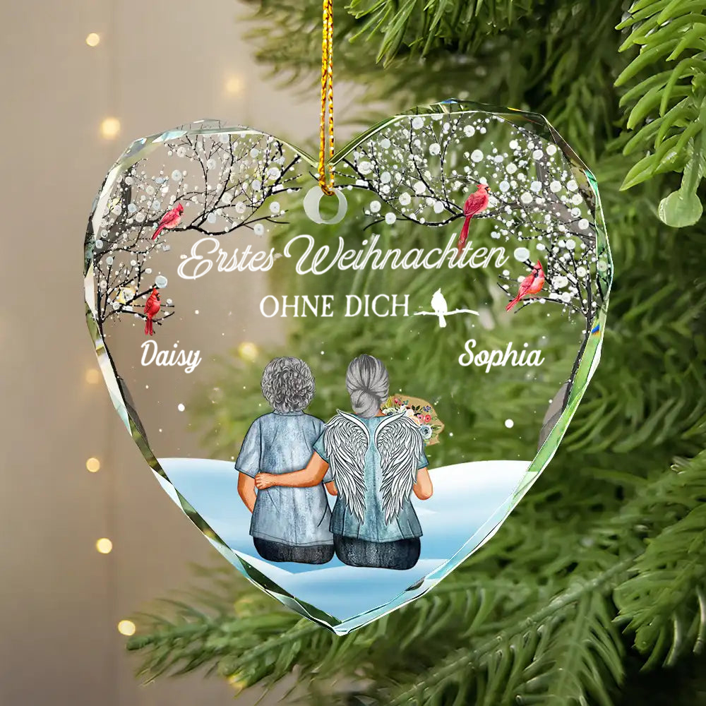 Weihnachten ohne Dich -  Glasornament Personalisierter Christbaumanhänger zur Trauer