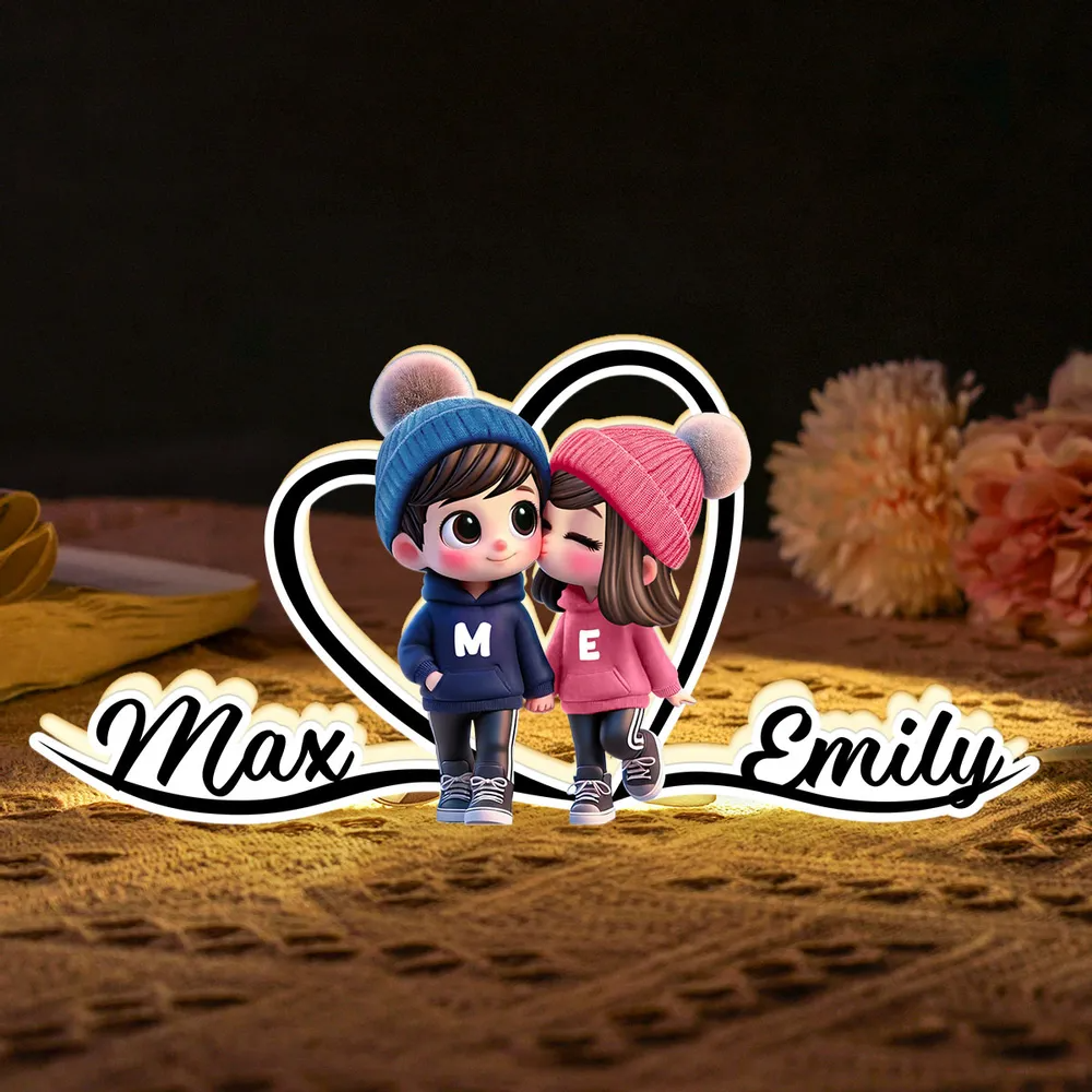 Süßes Paar und Herz-Personalisierte Lichtbox mit Namen Geschenk zum Valentinstag