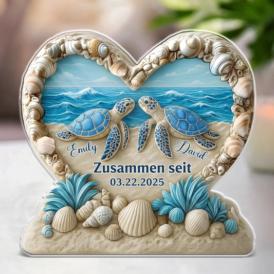 Personalisierte Acryltafel mit Schildkröten Geschenk für Paar