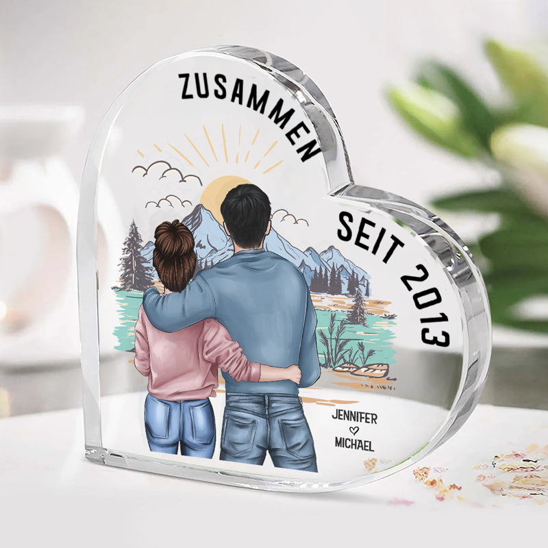 Acrylherz mit Paar und Namen "zusammen seit.." Geschenk für Paar