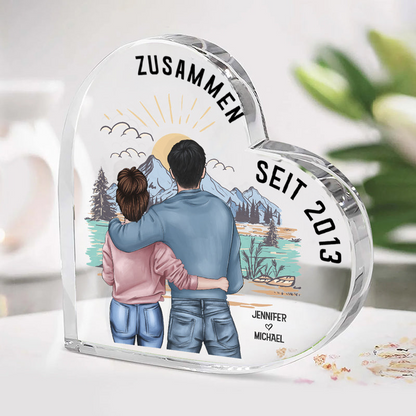 Acrylherz mit Paar und Namen "zusammen seit.." Geschenk für Paar