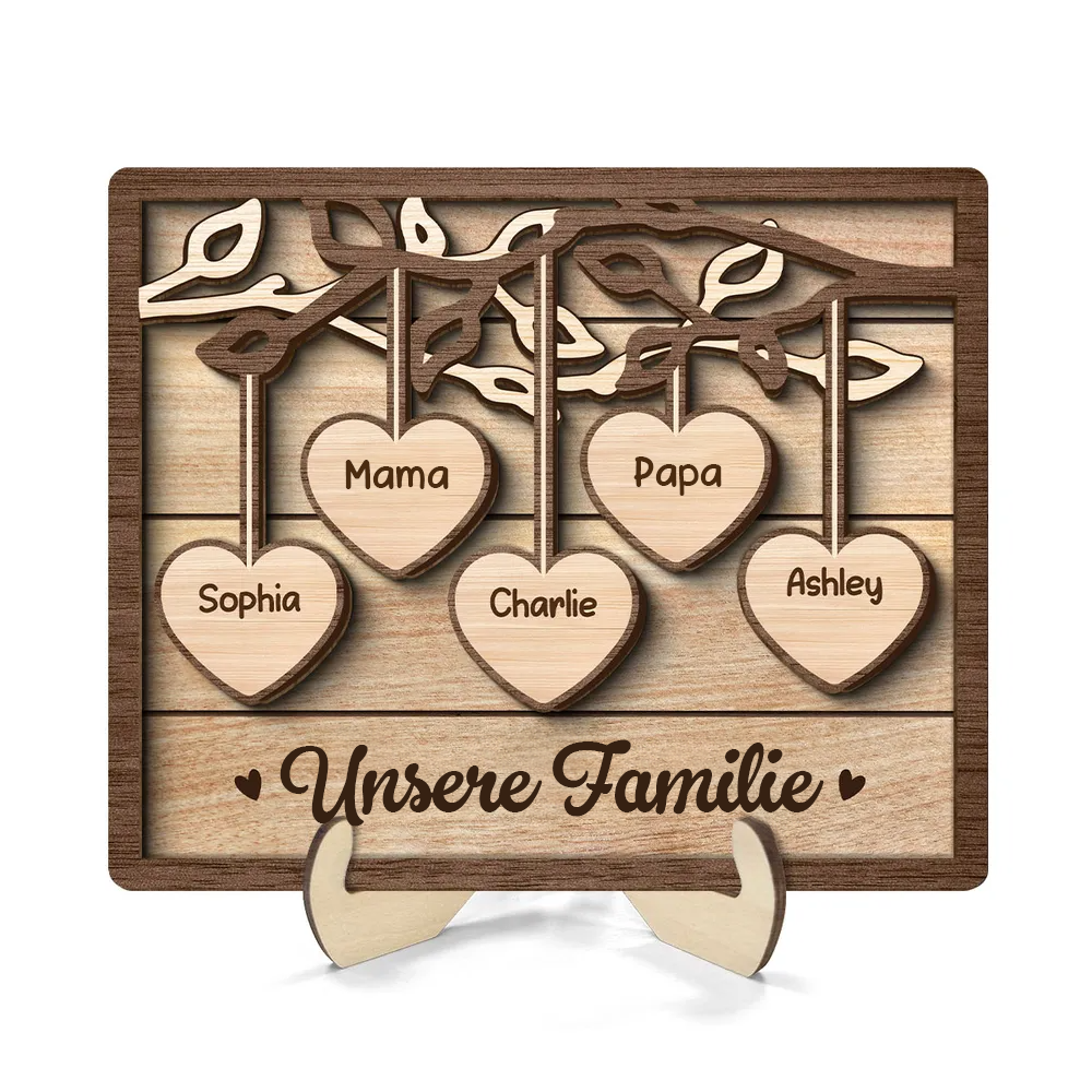 Familienbaum-Personalisierte Holztafel mit 2-13 Namen Geschenk für Familie