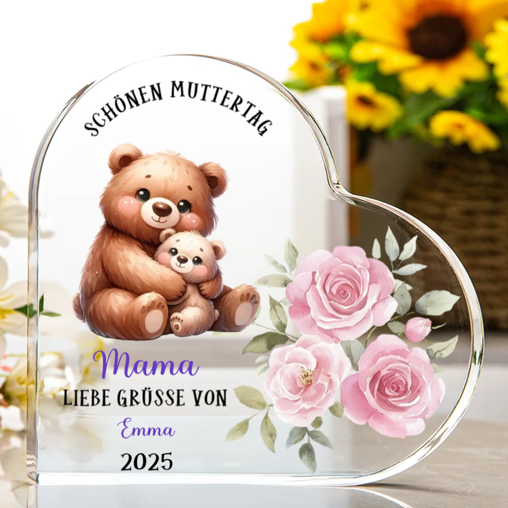 Tiermotiv-Personalisiertes Acrylherz Geschenk zum Muttertag