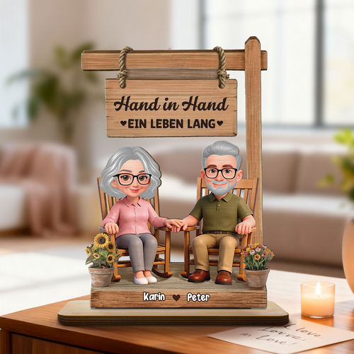 Hand-in-Hand Personalisierter Holzaufsteller mit Paar Geschenk zum Jahrestag