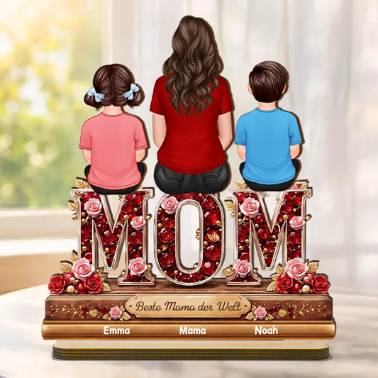 "MOM,MAMA, OMA" Holzaufsteller mit Frau und Kinder personalisiert