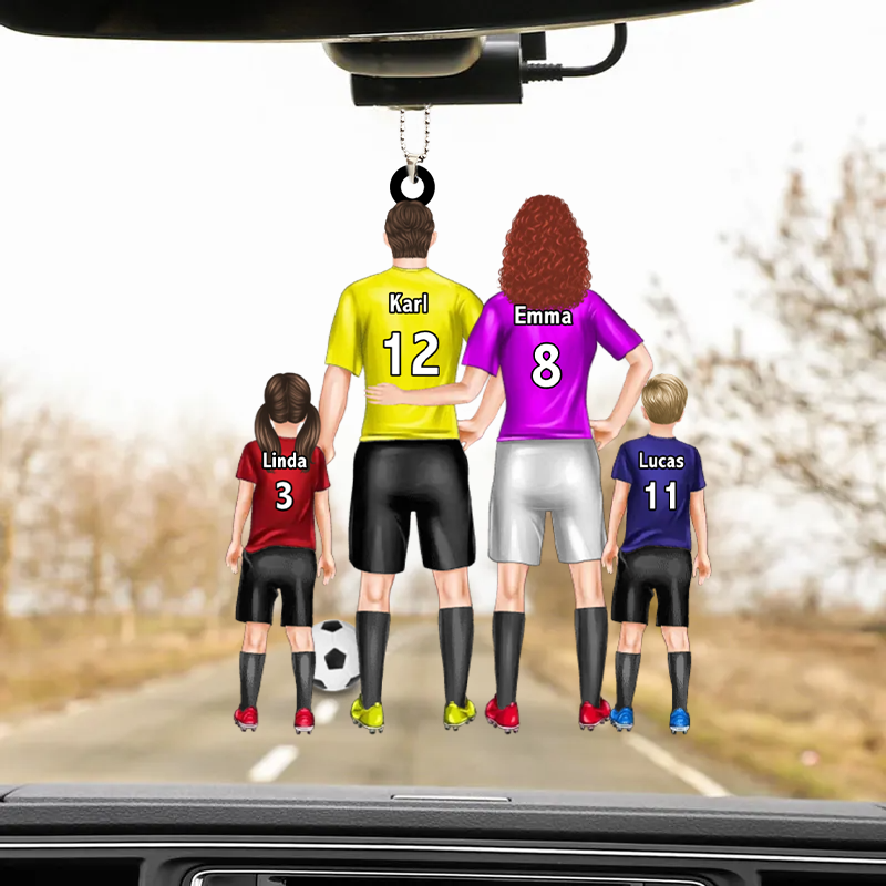 Fußballfamilie - Personalisierter Acrylanhänger mit Eltern und Kinder