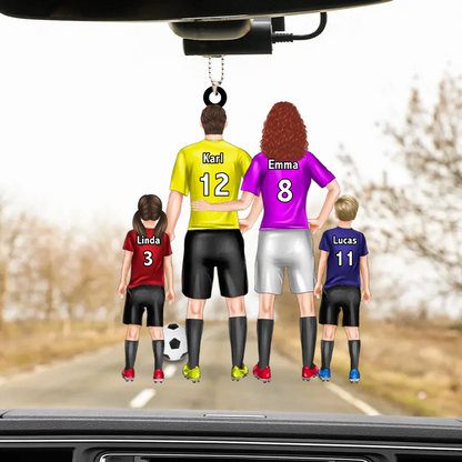 Fußballfamilie - Personalisierter Acrylanhänger mit Eltern und Kinder