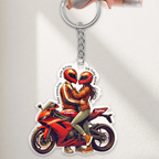 Fahr Vorsichtig - Personalisierter Acryl-Schlüsselanhänger mit Motorradpaar
