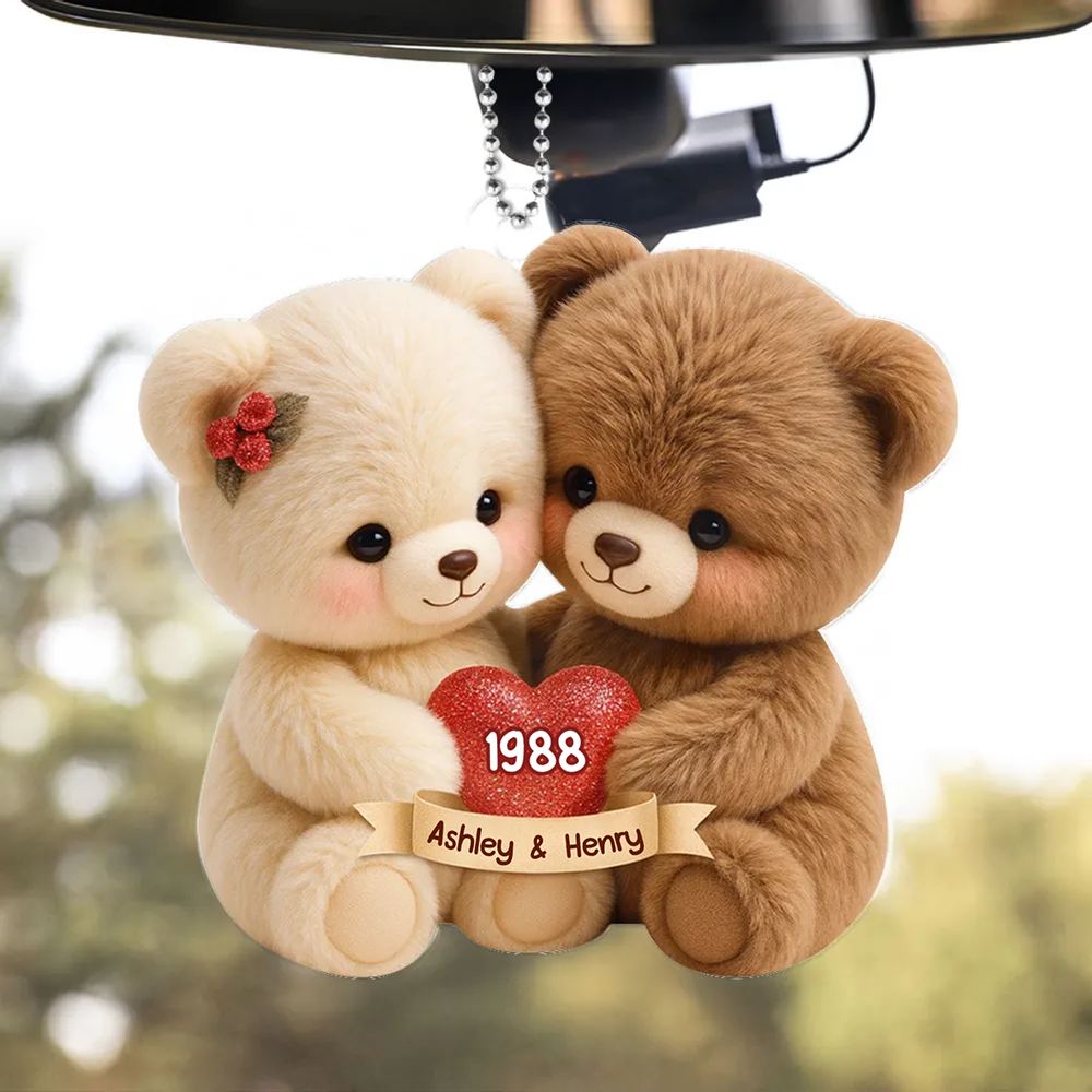 Teddybär-Paar Personalisierter Acrylanhänger mit Namen