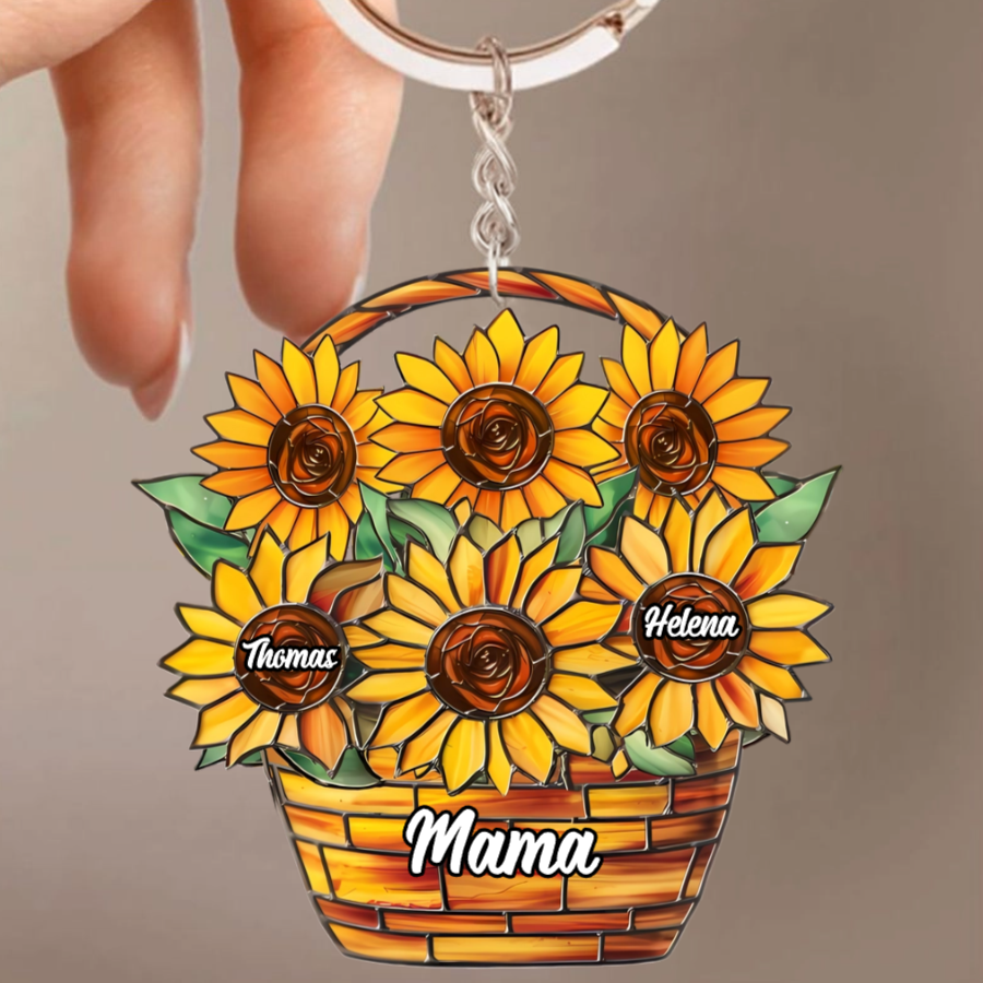 Sonnenblumen-Personalisierter Schlüsselanhänger für Mama und Oma