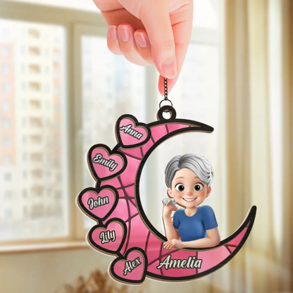 Personalisierter Sonnenfänger mit Mondmotiv Geschenk für Oma und Mama