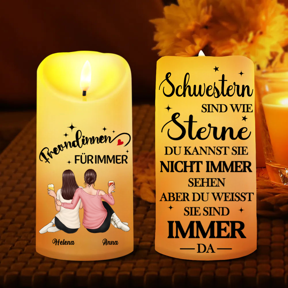 Personalisierte LED-Kerze für Schwestern
