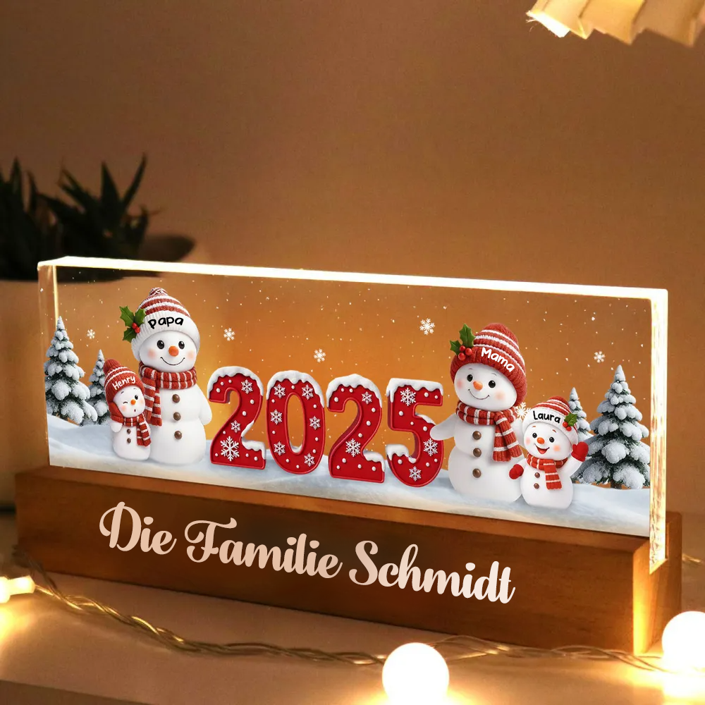 2025 Schneemanfamilie-Personalisiertes LED-Nachtlicht Weihnachtsgeschenk für Familie