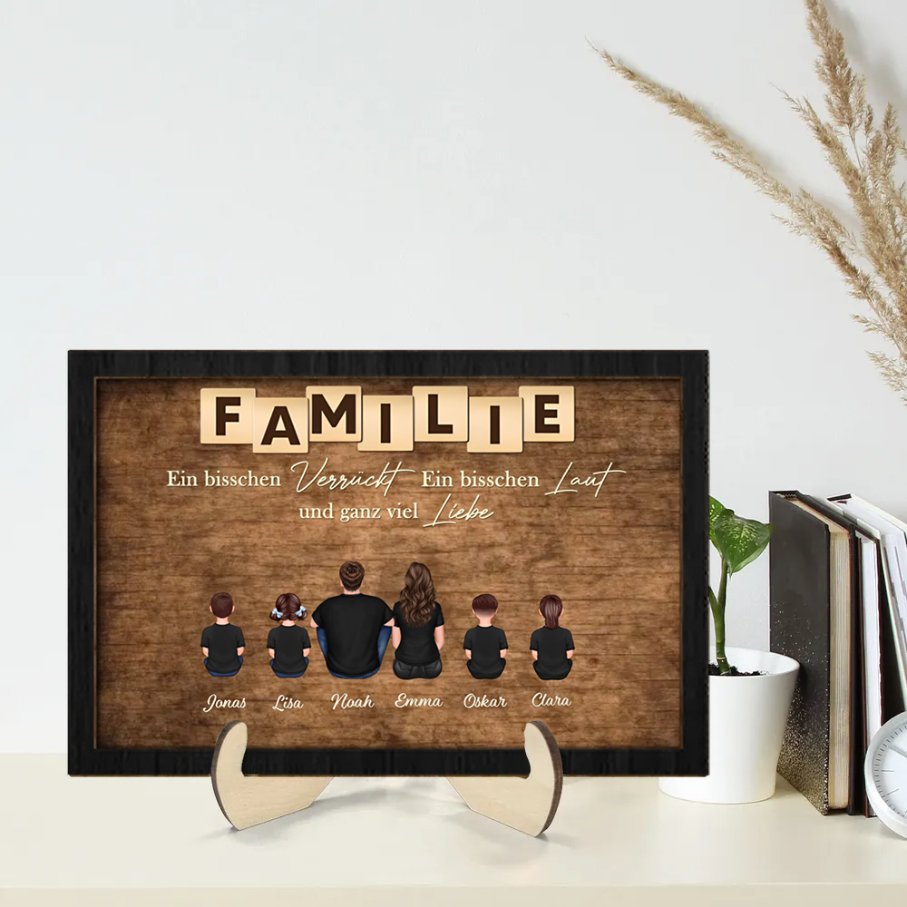 Personalisierte Holztafel mit Familien Geschenk für Papa, Mama, Opa und Oma