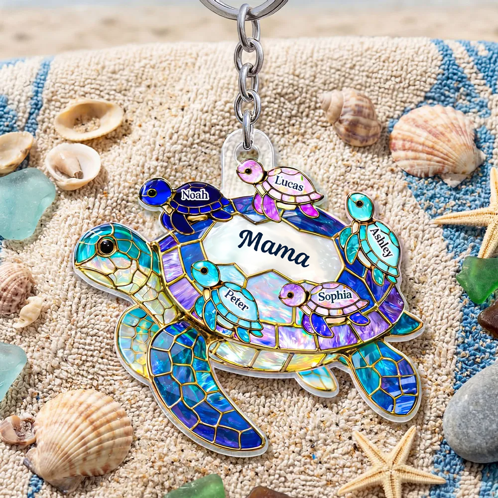 Meeresschildkröten - Acrylschlüsselanhänger mit Namen Geschenk für Oma und Mama