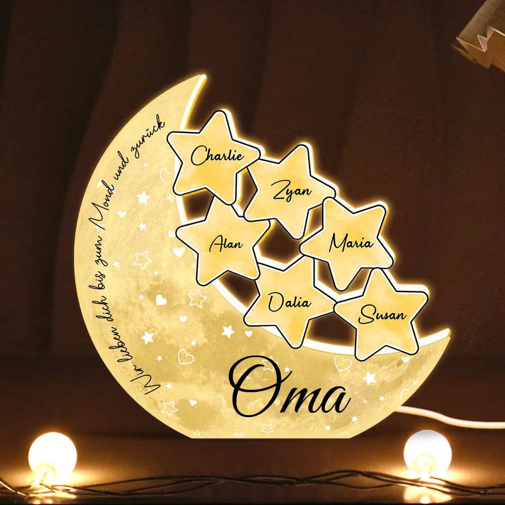 Personalisierte Mond-Lichtbox mit Namen Geschenk für Mama und Oma