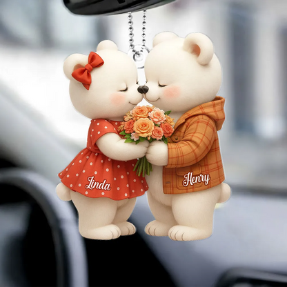 Eisbärenpaar-Personalisierter Acrylanhänger mit Namen Geschenk für Paar