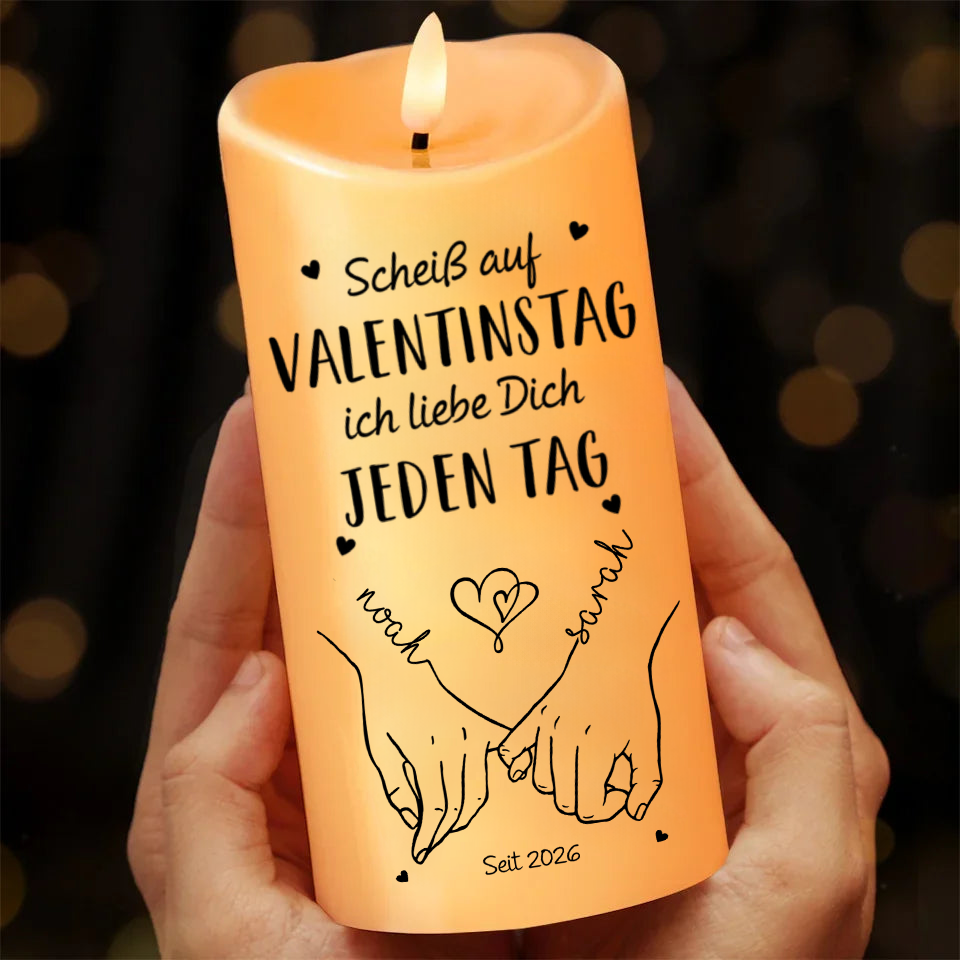 Vom ersten Kuss - Personalisierte LED Kerze für Paare zum Valentinstag