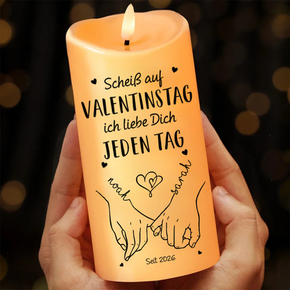 Vom ersten Kuss - Personalisierte LED Kerze für Paare zum Valentinstag