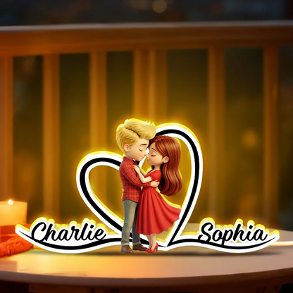 Paar in Rot Personalisieirte LED-Lichtbox mit Namen