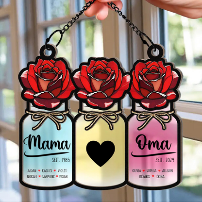 Personalisierter Sonnenfänger mit Vasen Geschenk für Frau, Mama und Oma