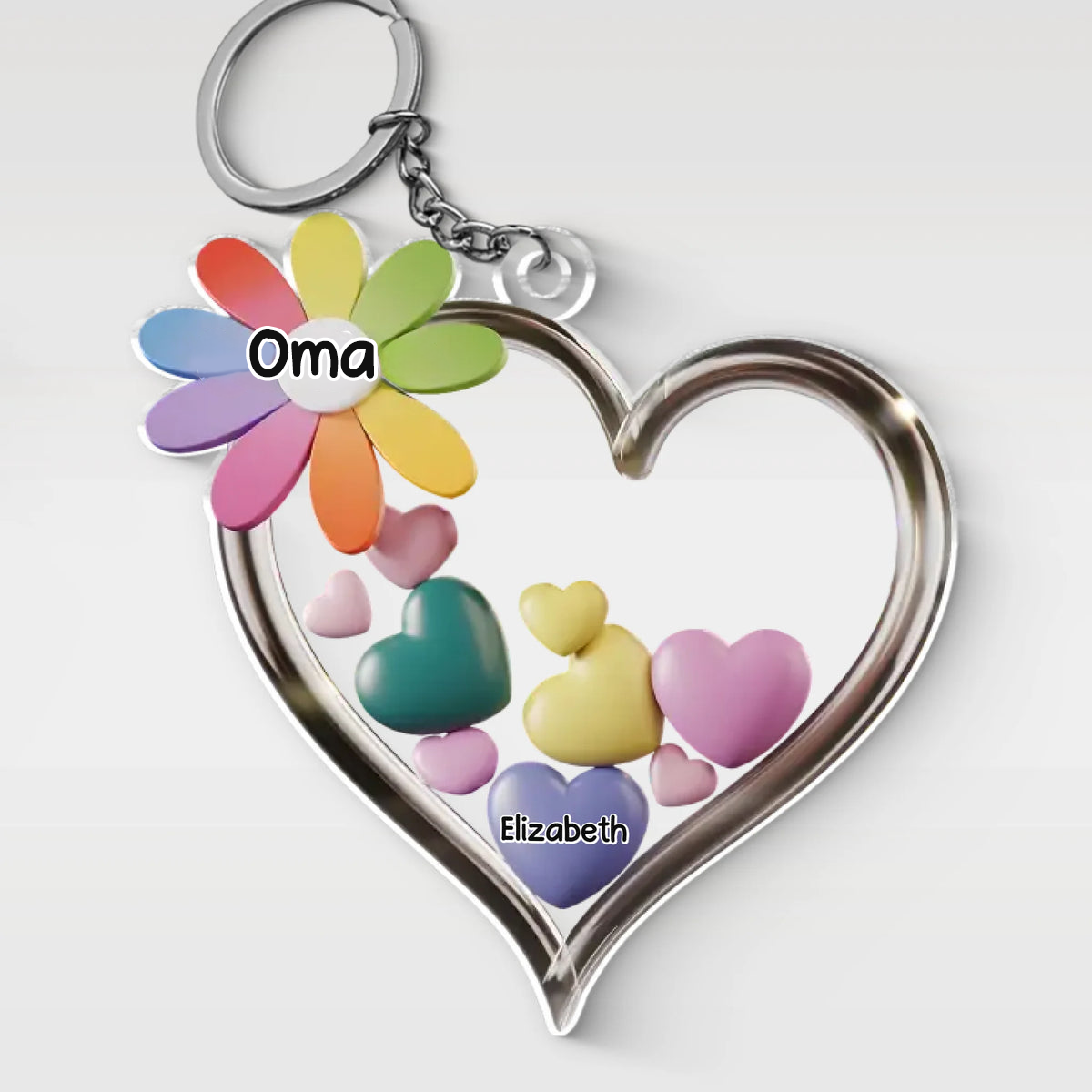 Gemeinsam in Omas Herz Acryl-Schlüsselanhänger mit Herzenmotiv Geschenk für Oma und Mama