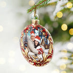 Chrisitbaumschmuck mit Blumenmuster Foto-Ornament für Familie