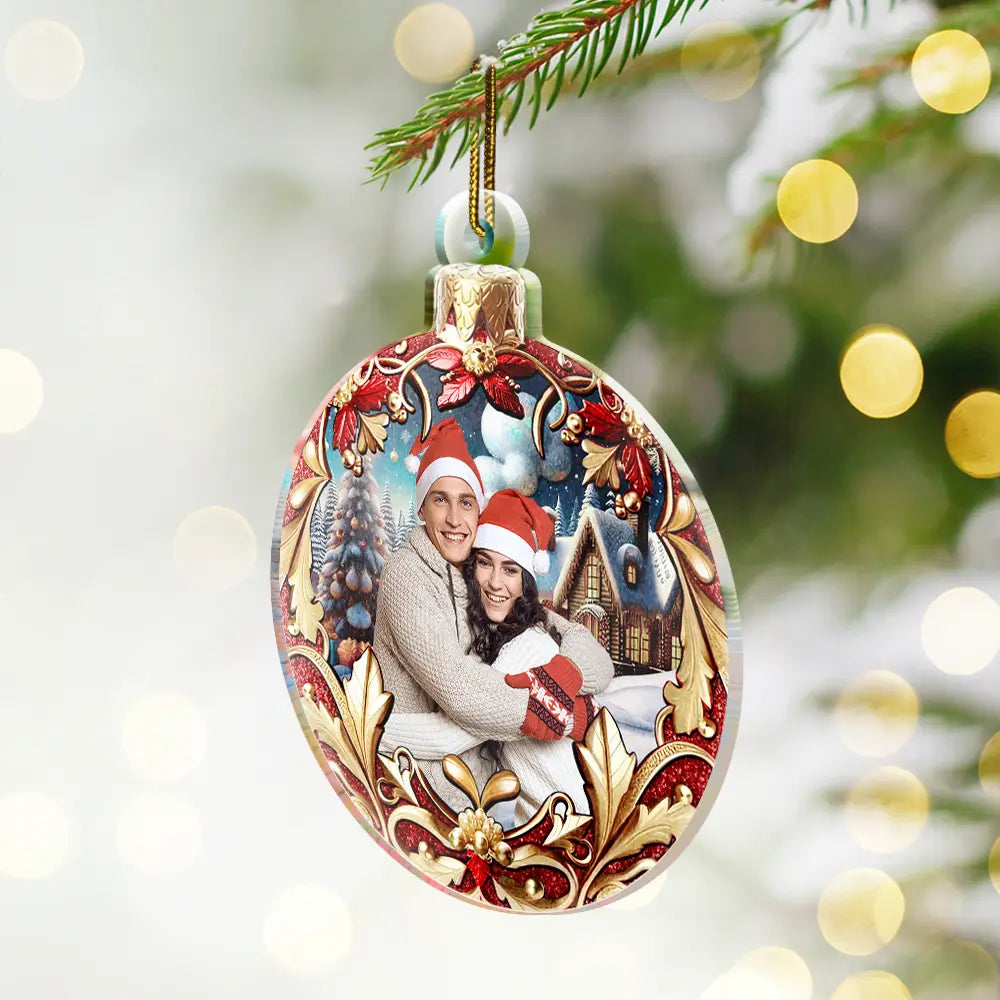 Chrisitbaumschmuck mit Blumenmuster Foto-Ornament für Familie