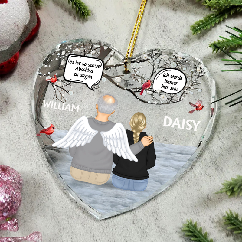 Glasornament in Herzform Christbaumschmuck Geschenk zur Trauer