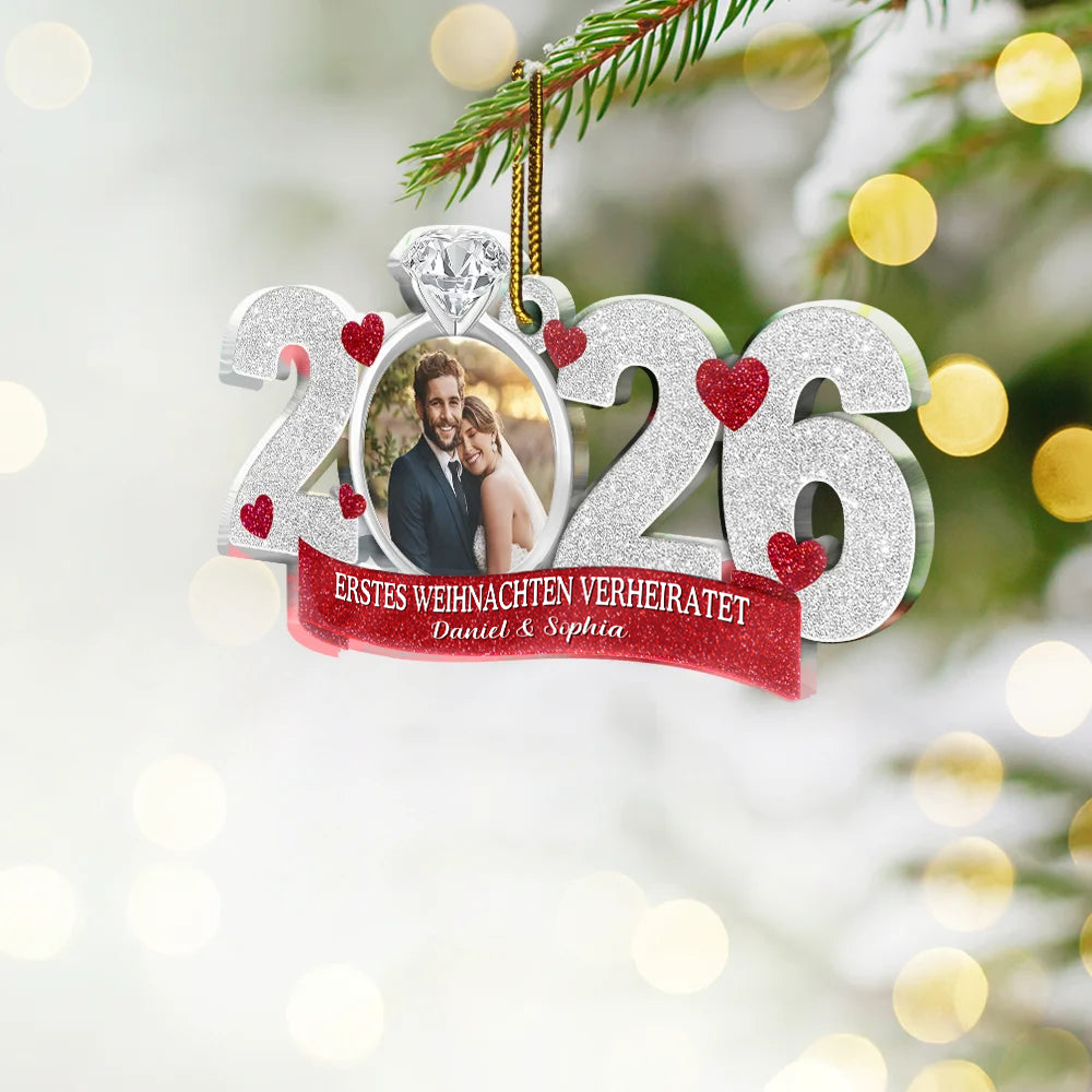 2026 Acrylanhänger mit Foto und Text Geschenk zur Erinnerung an die Hochzeit für Paar