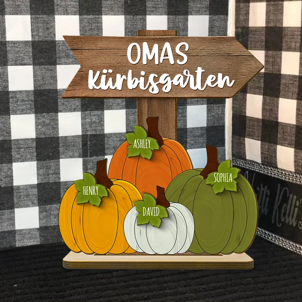 Omas Kürbisgarten Personalisierte Holzplakette mit Namen