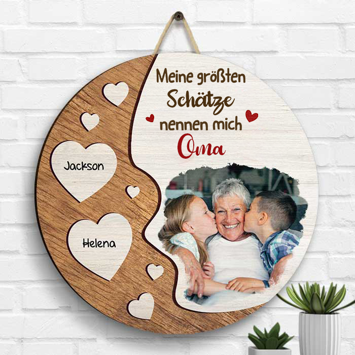 Personalisiertes Holzschild mit Foto und Namen Geschenk für Oma