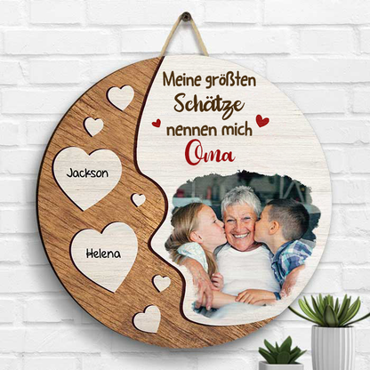 Personalisiertes Holzschild mit Foto und Namen Geschenk für Oma