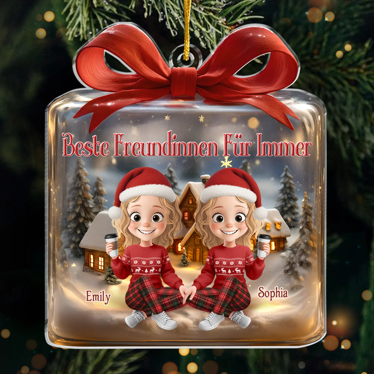 Personalisierter Weihnachtsanhänger aus Acryl Geschenk für beste Freundin und Schwester