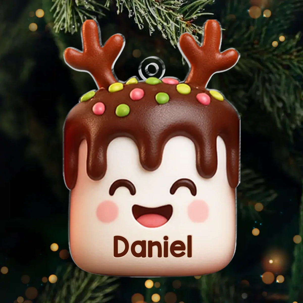 Marshmallow-Personalisierter Acrylanhänger mit Namen Christbaumschmuck für Familie