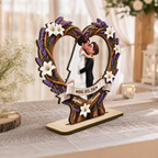 Personalisierter Herz-Holzaufsteller zur Hochzeit mit Namen und Datum