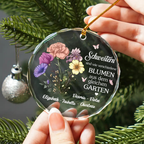 Personalisiertes Glasornament mit Geburtsblumen Christbaumschmuck für Schwester und Freunde