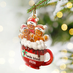 Personalisierter Acryl-Weihnachtsanhänger – Lebkuchenfamilie mit Namen