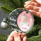 Personalisierter Glas-Weihnachtsanhänger mit Foto - Babys erstes Weihnachten