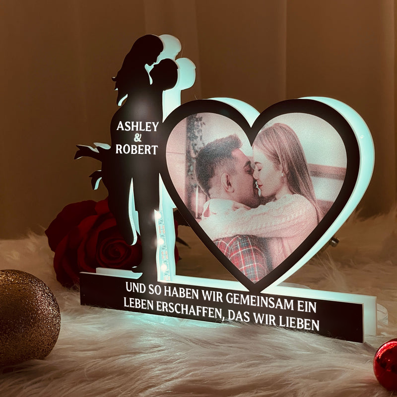 Personalisierte Lichtbox mit Foto, Namen und Spruch Geschenk für Paar