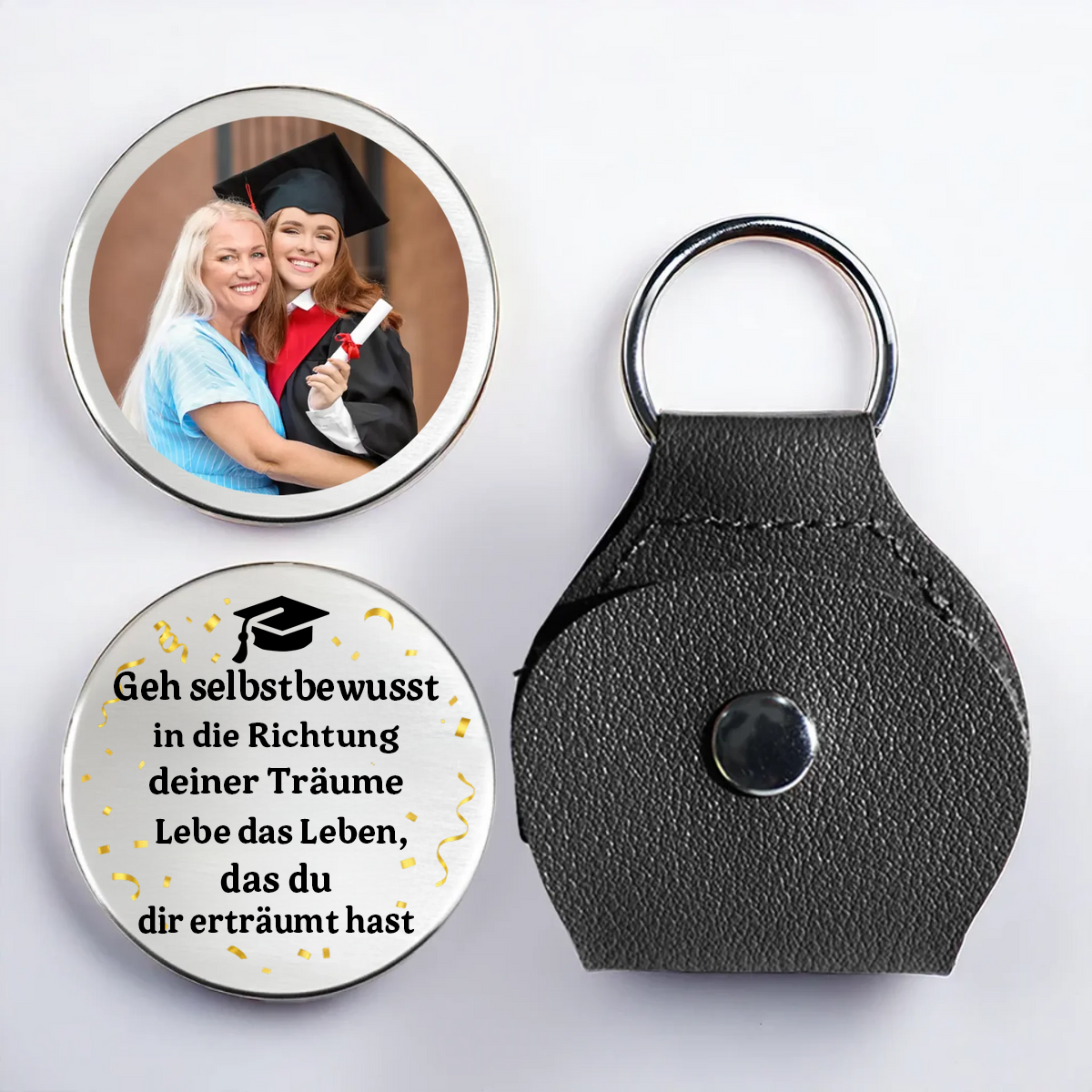 Taschenumarmung mit Foto Abschlussgeschenk