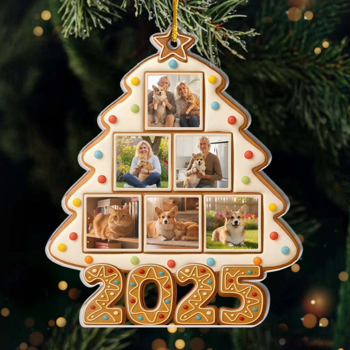 2025-Keks-Foto-Baum Personalisierter Acrylanhänger mit Fotos Geschenk für Familie