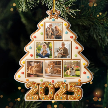2025-Keks-Foto-Baum Personalisierter Acrylanhänger mit Fotos Geschenk für Familie