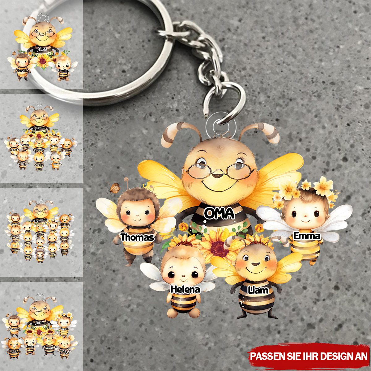 Bienen-Personalisierter Schlüsselanhänger für Oma und Mama